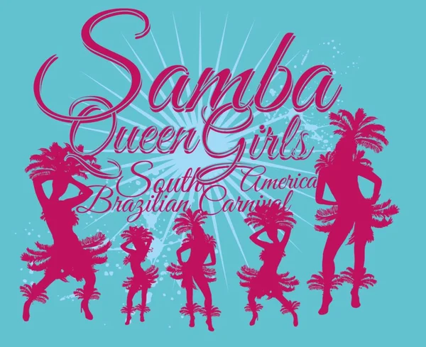 Samba dance girls vector art — Stock Vector