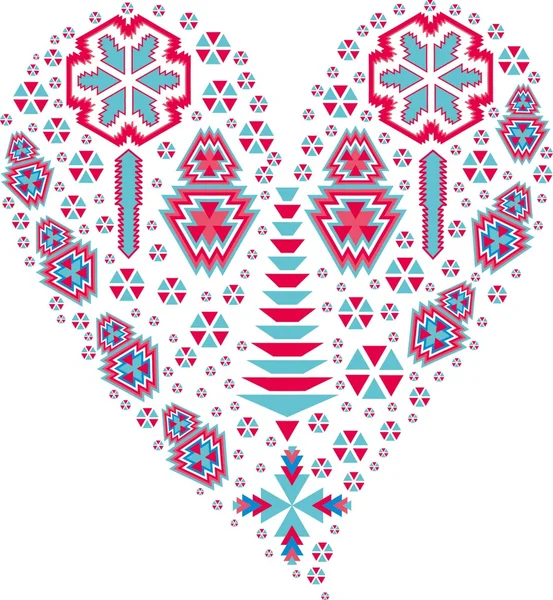 Motif ethnique coeur et amour vecteur art — Image vectorielle