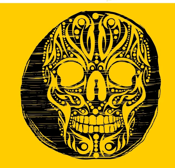 Tatuaje tribal cráneo vector arte — Vector de stock