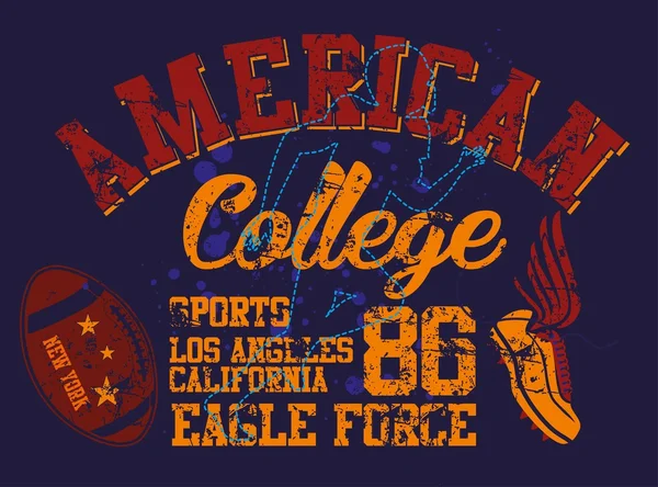 Université américaine art vectoriel sportif — Image vectorielle