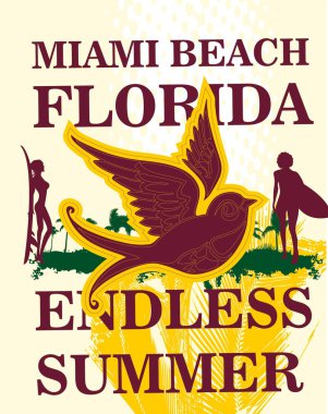 Bitmeyen yaz Miami plaj vektör sanatı