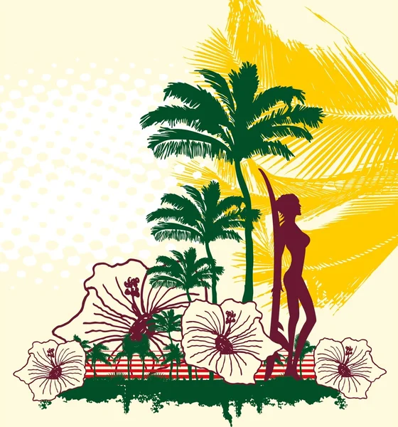 果てしなく続く夏のマイアミビーチベクトルアート — ストックベクタ