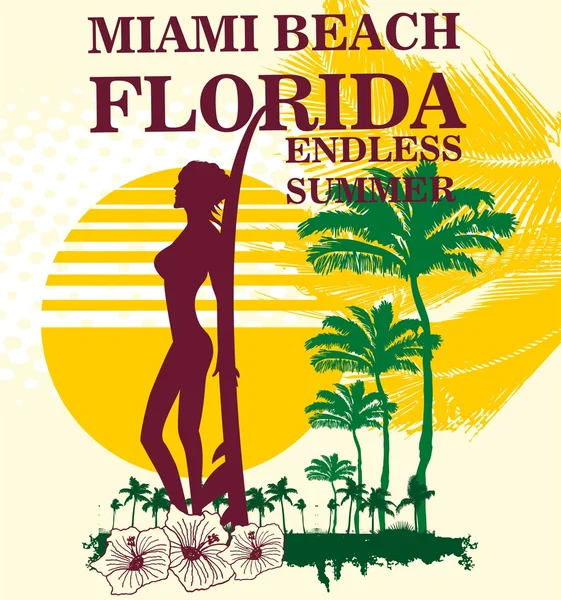 Niekończące się lato Miami plaża wektor sztuki — Wektor stockowy