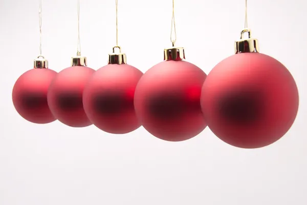 Red christmas balls on white background — Stock Photo, Image