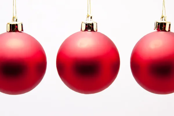 Red christmas balls on white background — Stock Photo, Image