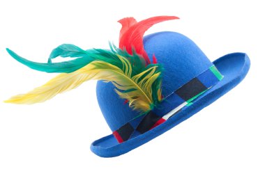 Mavi karnaval Melon renkli tüyleri ile