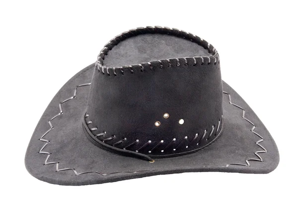 Black leather hat isolated on white background — Stock Photo, Image