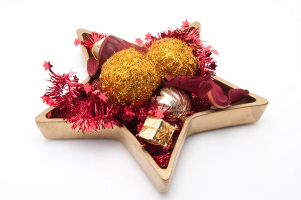 Plato en forma de estrella con burbuja de Navidad y decoración de Navidad —  Fotos de Stock