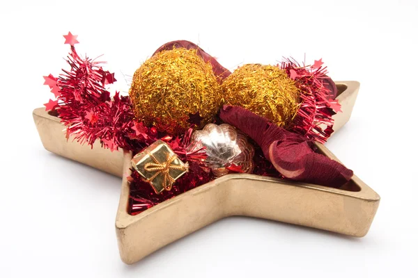 Plato en forma de estrella con burbuja de Navidad y decoración de Navidad — Foto de Stock