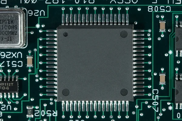 Infromation technology computer board with cpu and empty space Royalty Free Stock Photos