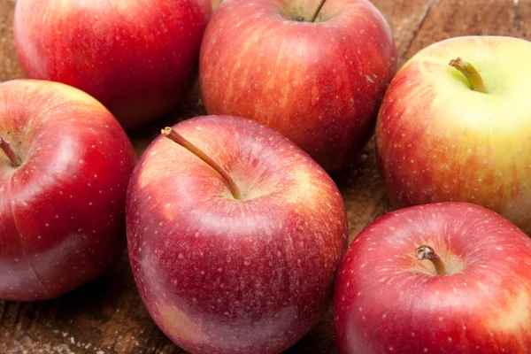 Closeup of six juicy sweet red apples — Stock Photo, Image