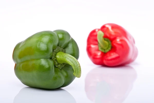 Red and green pepper isolated on white background — Stock Photo, Image