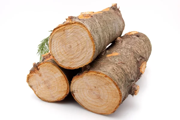 Stack of firewood isolated on white background — Stock Photo, Image
