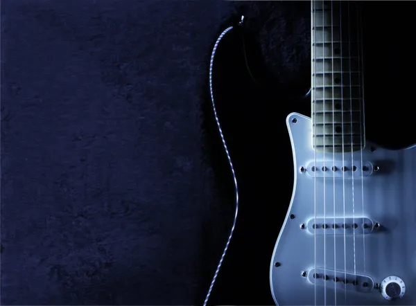Fekete-fehér Fender Stratocaster elektromos gitár Stock Fotó