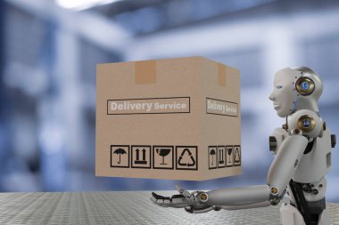 Robot siber gelecekteki insansı insansı tutucu kutu teknolojisi mühendislik kontrol cihazı, endüstri denetim denetçisi bakım robotu servis teknolojisi 3D