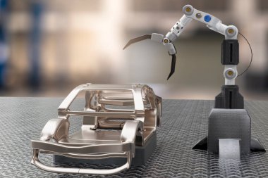 Otomobil üretim servisi. fabrika robotu hi tech robotic yapay kol kolu kontrol robotu otomobil teknolojisi garaj galerisi teknoloji el siborg mühendisliği 3D görüntüleme