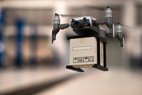 Industrie Des Dispositifs Ingénierie Technologie Drone Volant Dans Exportation Logistique — Photo