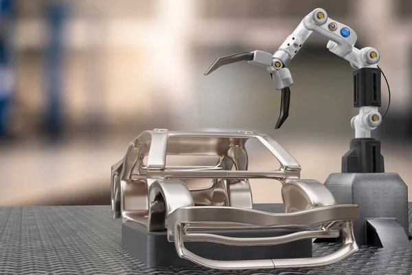 Usługa Przetwarzania Samochodów Fabryce Robotów Tech Robotów Control Arm Hand — Zdjęcie stockowe
