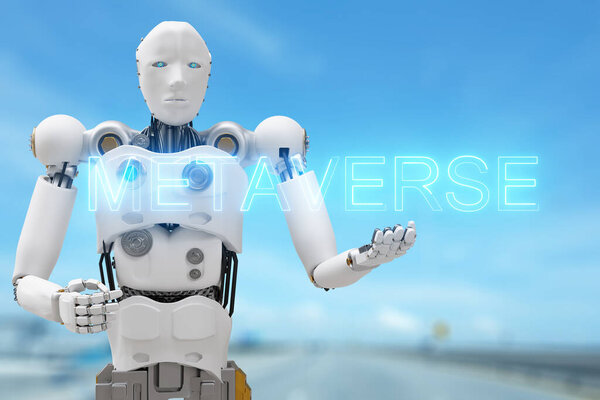 Robot community metaverse for VR avatar reality game virtual reality of people blockchain connect technology investment, business lifestyle 202