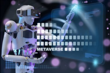 Robot metaverse VR avatar realite oyunu insanların sanal gerçekliği teknoloji yatırımını engelliyor, iş yaşam tarzı sanal gerçeklik dünya bağlantısı sanal avatar insanlar 2022 3D RENDER