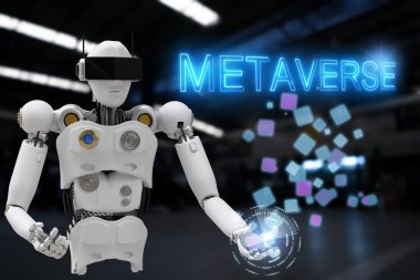 Robot metaverse VR avatar realite oyunu insanların sanal gerçekliği teknoloji yatırımını engelliyor, iş yaşam tarzı sanal gerçeklik dünya bağlantısı sanal avatar insanlar 2022 3D RENDER