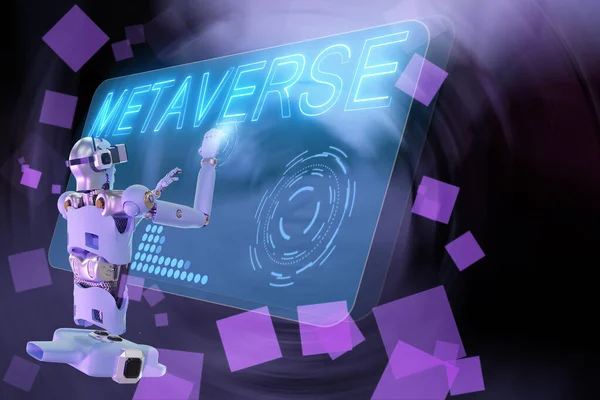 Robot Metaverse Avatar Reality Game Virtual Reality People Blockchain Technology — Foto de Stock