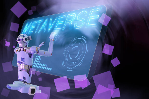 Robot metaverse VR avatar reality game virtual reality of people blockchain technology investment, business lifestyle virtual reality vr world connection cyber avatar metaverse people 2022 3D RENDER