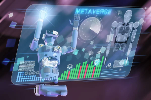 Robot Metaverse Avatar Reality Game Virtual Reality People Blockchain Technology —  Fotos de Stock