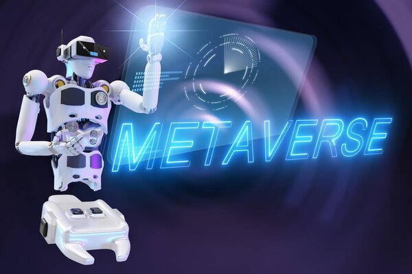 Robot metaverse VR avatar reality game virtual reality of people blockchain technology investment, business lifestyle virtual reality vr world connection cyber avatar metaverse people 2022 3D RENDER