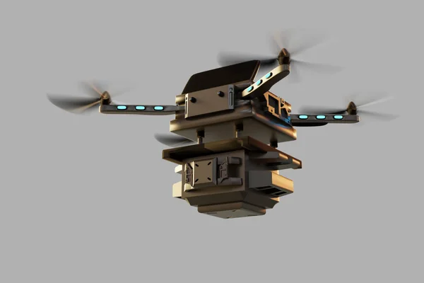 Indústria Dispositivos Engenharia Tecnologia Drones Voando Logística Industrial Exportação Produto — Fotografia de Stock
