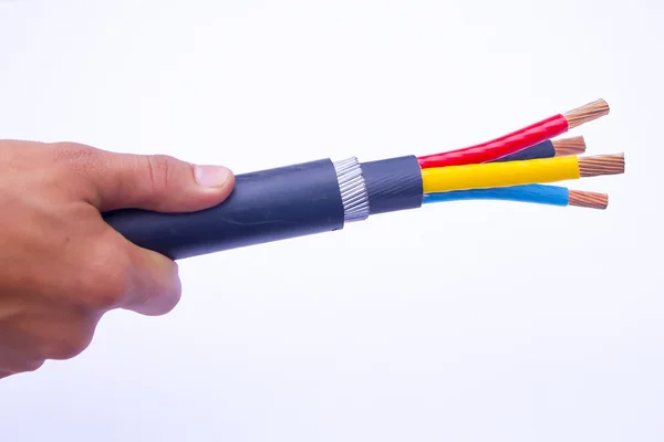 3 fázová napětí elektrický kabel — Stock fotografie