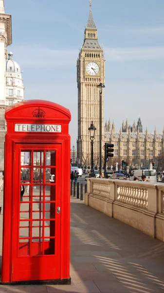 Big ben con cabina telefonica — Foto Stock