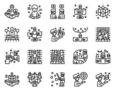 Web sitesi, uygulama için metaverse ana hat simgesi ve sembol