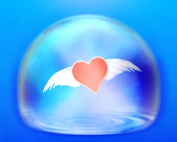 Corazón volador en esfera — Foto de Stock