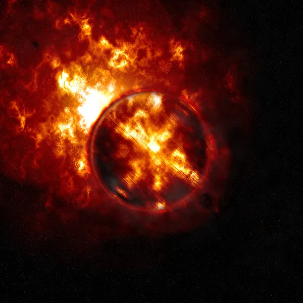 Взрывающаяся планета — стоковое фото