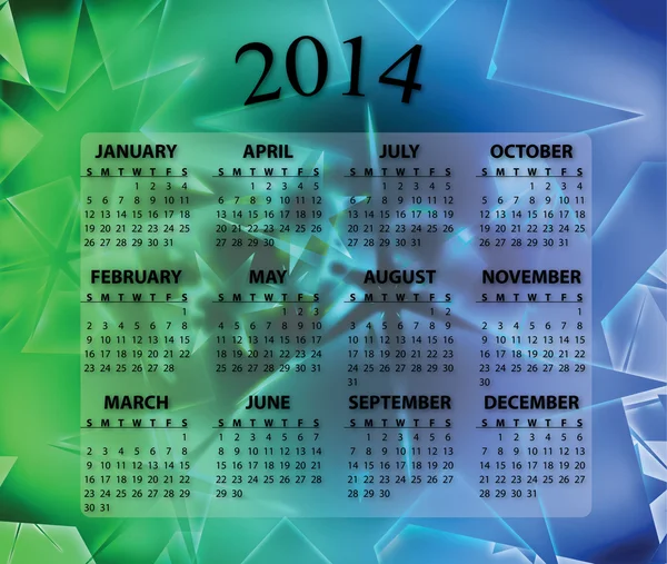 Calendario 2014 — Vettoriale Stock