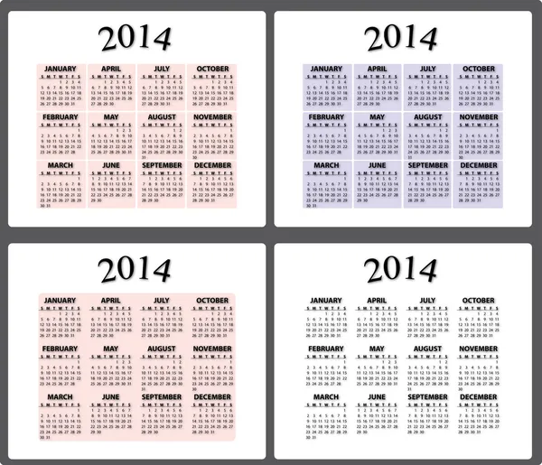 달력 2014 — 스톡 벡터