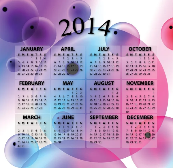 Calendario vettoriale 2014 — Vettoriale Stock