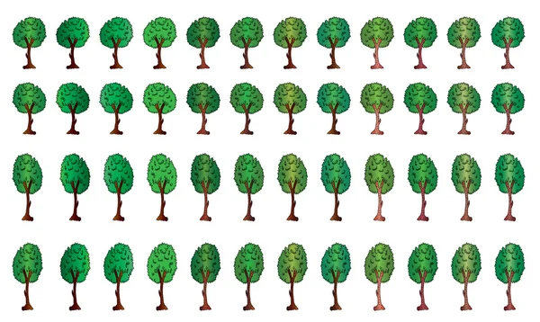 Ensemble d'arbres vectoriels — Image vectorielle