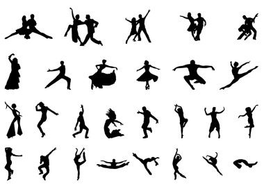 dansçı siluet vektör set