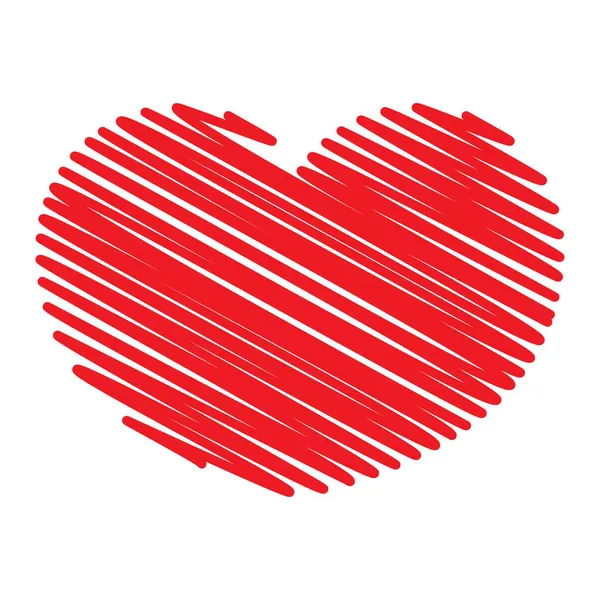 Herzsymbol Kritzeln Kritzeln Rote Liebesform Vektor Illustration Isoliert Auf Weiß — Stockvektor