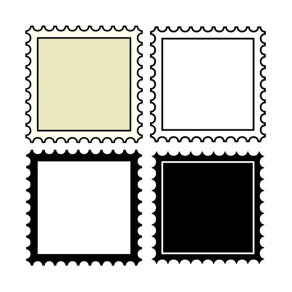 Briefmarken Blanko Set Umriss Silhouette Und Gelber Farbstempel Vektor Illustration — Stockvektor