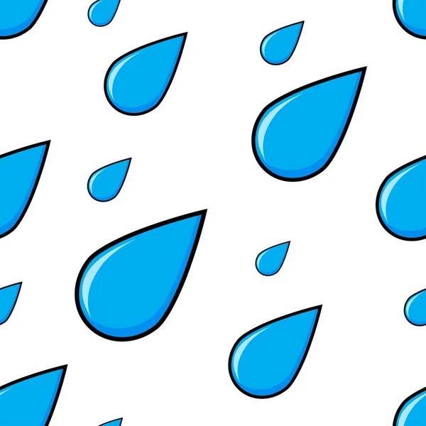 雨下了秋天的天气卡通片蓝色的水滴 在白色背景上孤立的向量模式 — 图库矢量图片