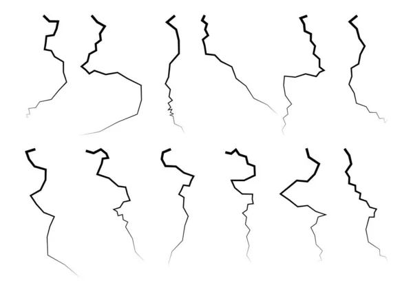 Des Fissures Sol Divisions Verticales Terre Ensemble Illustration Vectorielle Isolé — Image vectorielle