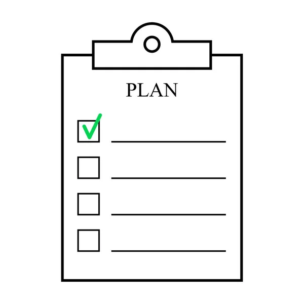 Plan Clipboard Check Boxes Vector Outline Illustration — Stock Vector