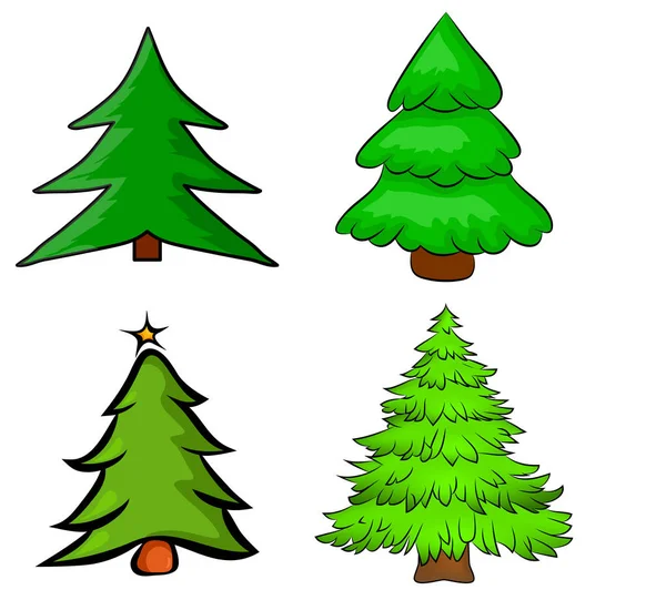 Χριστουγεννιάτικο Δέντρο Σετ Διανυσματική Απεικόνιση Μπορεί Χρησιμοποιηθεί Για Ευχετήρια Κάρτα — Διανυσματικό Αρχείο