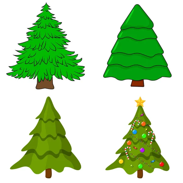 Christmas Tree Set Vector Illustration Can Used Greeting Card Invitation — Stock Vector