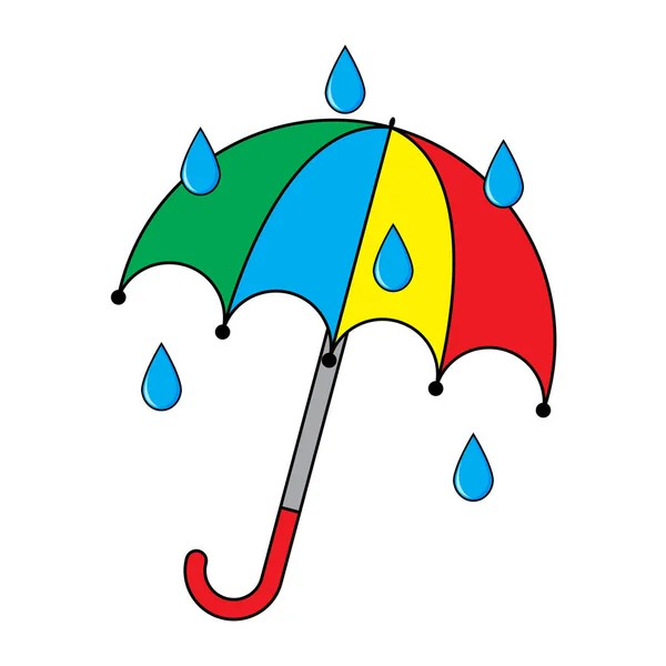 Regenschirm Symbol Mit Regentropfen Aufgeklappter Sonnenschirm Vektor Illustration Isoliert Auf — Stockvektor