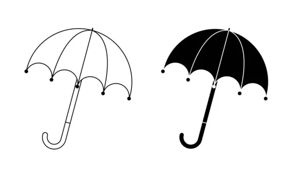 Icono Paraguas Silueta Diseño Contorno Sombra Abierta Símbolo Otoño Ilustración — Vector de stock
