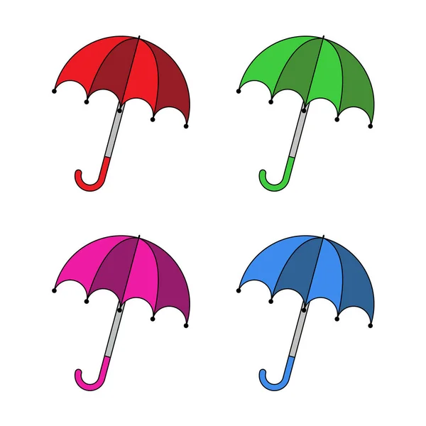 Conjunto Iconos Paraguas Abrir Clip Parasol Arte Ilustración Vectorial Aislada — Vector de stock